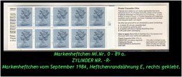 Grossbritannien – September 1984, 1.70 Pfund. Markenheftchen Mi. Nr. 0-89 A, Rechts Geklebt. Zylindernummer !! - Booklets