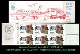 Grossbritannien – Juli 1985, 1,53 Pfund. Markenheftchen Mi. Nr. 0-91, Links Geklebt. Zylindernummer !! - Booklets