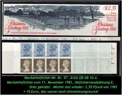 Grossbritannien – November 1981, 2.55 Pfund. Markenheftchen Mi. Nr. 57, Links Geklebt. - Carnets
