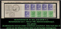 Grossbritannien – Februar 1982, 1.43 Pfund. Markenheftchen Mi. Nr. 60 A, Links Geklebt. - Booklets