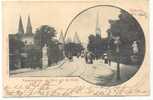 Lübeck Lubeck Luebeck Puppenbrücke Mit Blick Auf Die Stadt Belebt Kutsche 7.9.1901 Gelaufen - Luebeck