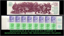 Grossbritannien – November 1982, 2.50 Pfund. Markenheftchen Mi. Nr. 62, Links Geklebt. Zylindernummer !! - Carnets