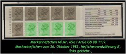 Grossbritannien – Oktober 1983, 1.46 Pfund. Markenheftchen Mi. Nr. 65 A I, Rechts Geklebt. - Carnets