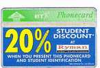 GRAN BRETAGNA (UNITED KINGDOM) - BT L&G -  STUDENT DISCOUNT AT RYMAN   - USED - RIF. 6913 - BT Emissions Commémoratives