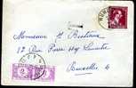 Lettre Taxée 24-12-1952 Belgique   Taxe 47a X 2  Sans Doute Elle Contenait Qq Chose Et > 20 Grammes - Covers & Documents