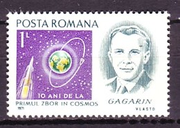 Romania 1971 MiNr. 3003 Rumänien Gagarin SPACE 1v MNH** 0,60 € - Russie & URSS