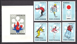 Romania 1971 MiNr. 2984 - 2989 Block 91 Rumänien Olympic Games Sapporo 6v+1bl MNH** 7,00 € - Winter 1972: Sapporo