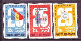 Romania 1972 MiNr. 3080 - 3082  Rumänien 25 Years Of The Romanian People's Republic History 3v MNH** 2,00 € - Neufs