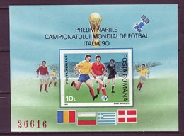 Romania 1990 MiNr. (Block 260) Rumänien Football Soccer World Cup Italy 1 S\sh MNH** 12,00 € - 1990 – Italia