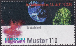 Specimen, Germany Sc2094 Expo 2000, Emblem, Earth, Fingerprint - 2000 – Hannover (Germania)