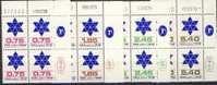 #A154. Israel 1975-78. Davidstar. 4 Blocks Of 4. Michel 659, 675, 721, 760. MNH(**) - Ongebruikt (met Tabs)