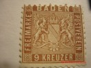 BADEN, 1862, MICHEL# 15 OR SCOTT# 17,  9 KR  BROWN, UNUSED NG - Nuovi