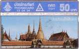 THAILANDE TEMPLE CARTE ANCIENNE OLD CARD 50U COULEUR PIQUEE CARTE RARE - Thaïland