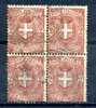 ITALY 1896 Savoia Shield Sassone Cat. N° 66 In Block Of Four Very Fine Used - Used