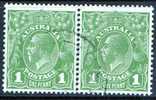 Australia 1931-36 King George V 1d Green - C Of A Wmk Used Pair  SG 125 - Actual Stamps -  Nice - Used Stamps