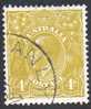 Australia 1931-36 King George V 4d Yellow-Olive  C Of A Wmk Used  SG 129 - Actual Stamp - Possibly Manly - Used Stamps