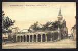 CPA  ANCIENNE- FRANCE- PUYLAURENS (81)- LA HALLE AUX GRAINS CONSTRUITE EN 1869- ANIMATION- ATTELAGE- COLORISÉE - Puylaurens