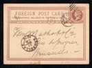 GREAT BRITAIN 1879 1d Farthing Postal Stationery Card -  Used To Belgium - Entiers Postaux