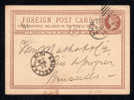 GREAT BRITAIN 1879 1d Farthing Postal Stationery Card -  Used To Belgium - Postwaardestukken