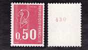 1971- YT 1664b - Bequet 50c  N° Rouge 3 Bandes De  Phosphore - NEUF** - Cote 28e - 1971-1976 Marianne Of Béquet