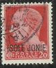 ISOLE JONIE 1941 SOPRASTAMPATO D´ITALIA ITALY OVERPRINTED CENT. 20 C USATO USED OBLITERE´ - Isole Ionie