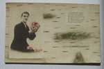 Latvia Latvia Summer Holidays - Pentecost -  Tinted Real Photo Postcard - Man With Bouquet - Pfingsten