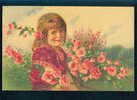 31603 Illustrator  MAXIM TRUEBE - CUTE YOUNG GIRL With FLOWERS Pc Publisher: Wenau - Pastel ; W&N Series - #  893 - Trübe, Maxim