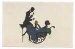 SILHOUETTE - Lady, Gentleman, Dog, Sign. M G, 1922. - Silhouette - Scissor-type