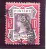 Queen Victoria. Jubilee Issue 1890. 10p Purple And Carmine. SG 210, Sc 1212, YT 102 - Gebruikt