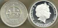 AUSTRALIA 50 CENTS 1 CROWN 1937 FROM MASTERPIECES IN SILVER 1.15Oz 1998 PROOF QEII  READ DESCRIPTION CAREFULLY!! - Crown