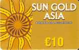 TARJETA DE ESPAÑA DE PREPAGO DE SUN GOLD ASIA 10 EUROS - Otros & Sin Clasificación