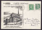 France Bourgogne Carte Postale No. 197 TOUCY : L'Eglise Saint-Pierre AUXERRE 1948 Card To Paris Ceres & Marianne - Cartas & Documentos