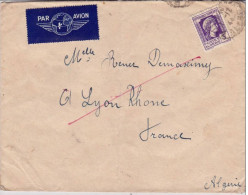 MARIANNE D'ALGER - 1944 - YVERT N°216 SEUL Sur LETTRE Par AVION De MAISON CARREE (ALGERIE) Pour LYON - RETOUR - Cartas & Documentos