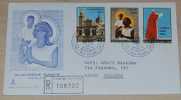 2scans VATICANO 1970 Official FDC IN UNIVERSUM MUNDUM Unif. 495/99 Registered Recommandé Realmente Viaggiata - Storia Postale