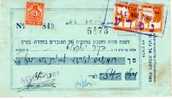 Palestine Labour Communal Bank Check With "Kofer Hayishuv" Revenue And Palestine Stamps 1946 - Israel