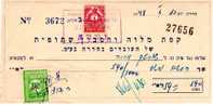 Israel Labour Communal Bank In Hadera Check With "Kofer Hayishuv" Revenue And Tax  Stamps 1948 - Israele