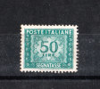 Italia   -  1947.  Segnatasse  50 £.  Fil. Ruota. 2^ Scelta Per Gomma Imperfetta  ( Vedi Scanner ) ,ma Ottima Centratura - Segnatasse
