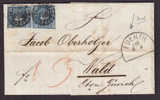 Bayern 2 X Mi. 10 Und Numeral Cancel '145' FUERTH 1866 Cover Brief Nach Zürich Schweiz Switzerland - Brieven En Documenten