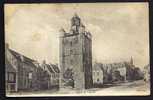 CPA  ANCIENNE- FRANCE- SAINT-RIQUIER (80)- BEFFROI DE L'EGLISE EN GROS PLAN- MAISONS- ANIMATION - Saint Riquier