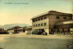 SULMONA STAZIONE FERROVIA  1950 TRENO AUTOBUS ANIMATA - Autres & Non Classés