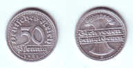 Germany 50 Pfennig 1921 G - 50 Renten- & 50 Reichspfennig