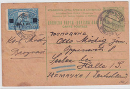 YOUGOSLAVIE - 1924 - CARTE POSTALE ENTIER (GANZSACHEN) De BELGRADE Pour HALLE (ALLEMAGNE) - Postwaardestukken