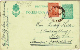 BULGARIE - 1921 - CARTE POSTALE ENTIER (GANZSACHEN) De KÜSTENDIL Pour HALLE (ALLEMAGNE) - Postcards