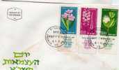 ISRAEL : F.D.C N°200/202avec Tab -3 Val. FLEURS - FDC