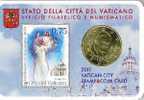 BENEDETTO XVI ANNO 2011  VATICANO  COIN CARD Con FRANCOBOLLO BEATIFICAZIONE GIOVANNI PAOLO II  FIOR DI CONIO   ( UNC ) - Vaticano (Ciudad Del)
