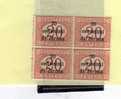 TRENTO E TRIESTE 1919 SEGNATASSE POSTAGE DUE TASSE TAXES CENT. 20 C SU 20C QUARTINA BLOCK MNH - Trento & Trieste