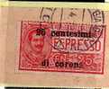 TRENTO E TRIESTE 1919 ESPRESSO SPECIAL DELIVERY CENT. 25 C SU 25C USATO SU FRAMMENTO USED ON PAPER OBLITERE' - Trente & Trieste