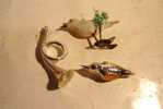 DECORATION DE NOEL  / VERRE PEINT / 2 OISEAUX+1 COR DE CHASSE - Decorative Items