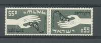 Israel 1963 Freedom From Hunger Teche-Beche Pair,   Michel/Philex  Kehrdruck 282, Kampf Gegen Den Hunger - Unused Stamps (without Tabs)