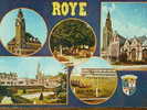 80 - ROYE - L´Hôtel De Ville - Jardin Public - L´ Eglise - Le C.E.S. (Multivues Avec Blason) - Roye